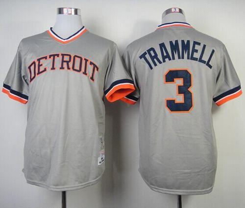 Mitchell and Ness 1984 Tigers #3 Alan Trammell Grey Throwback Stitched MLB Jersey